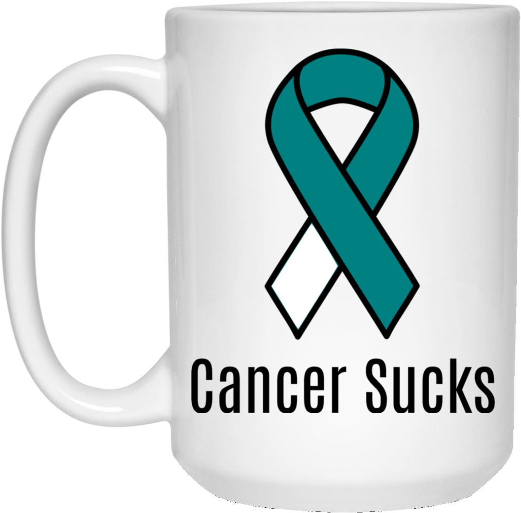 Cancer Sucks Cervical Cancer Awareness Teal/white Ribbon, HD Png Download PNG with transparent background