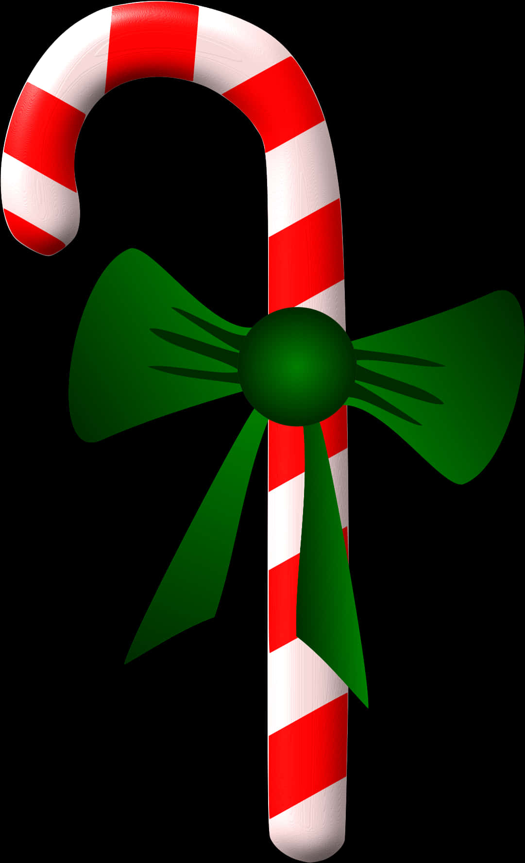 Candy Cane With Green Bow