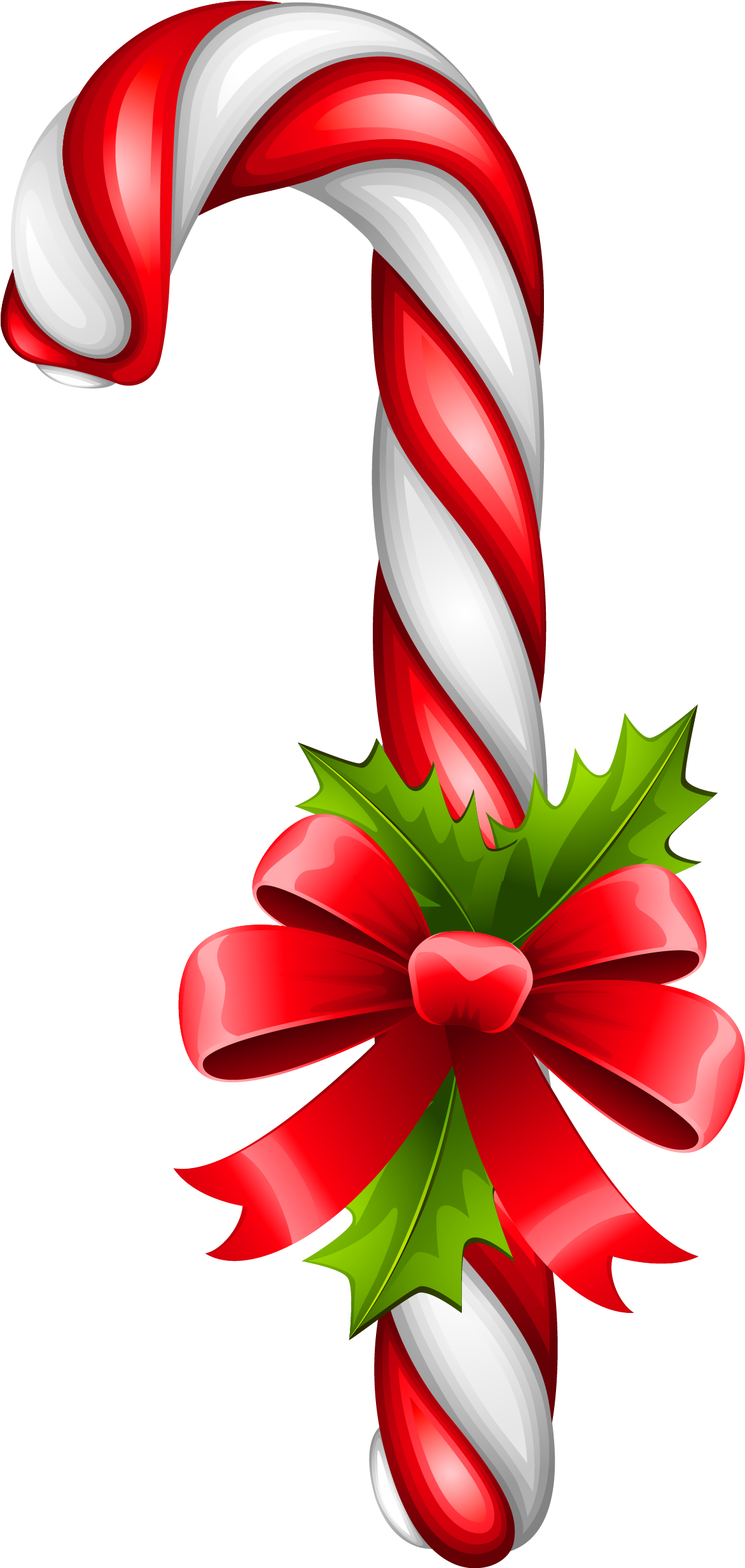 Candy Cane With Red Bow Christmas Decoration