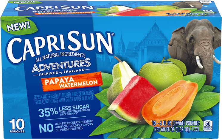 Capri Sun Adventures Papaya Watermelon Flavor Packaging