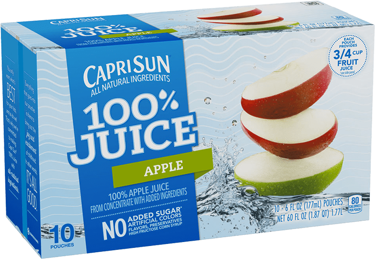 Capri Sun100 Percent Juice Apple Packaging