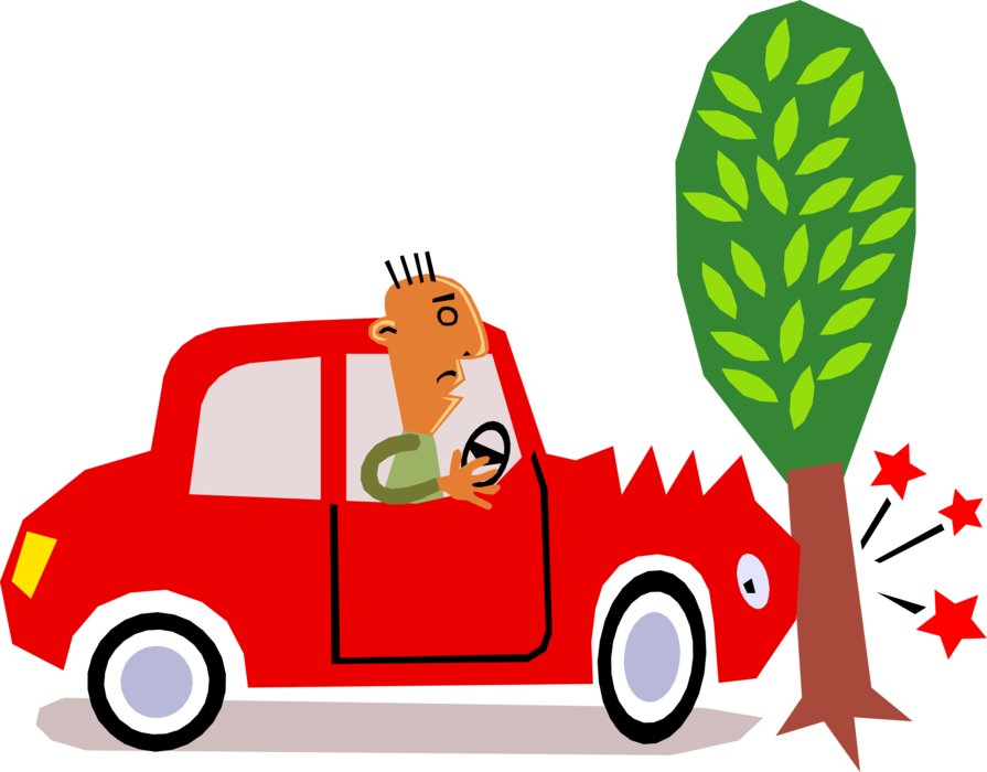 Car Crash Cartoon Illustration