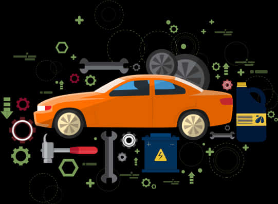 Car Maintenance Vector Illustration PNG image with a transparent background, free high-resolution download
