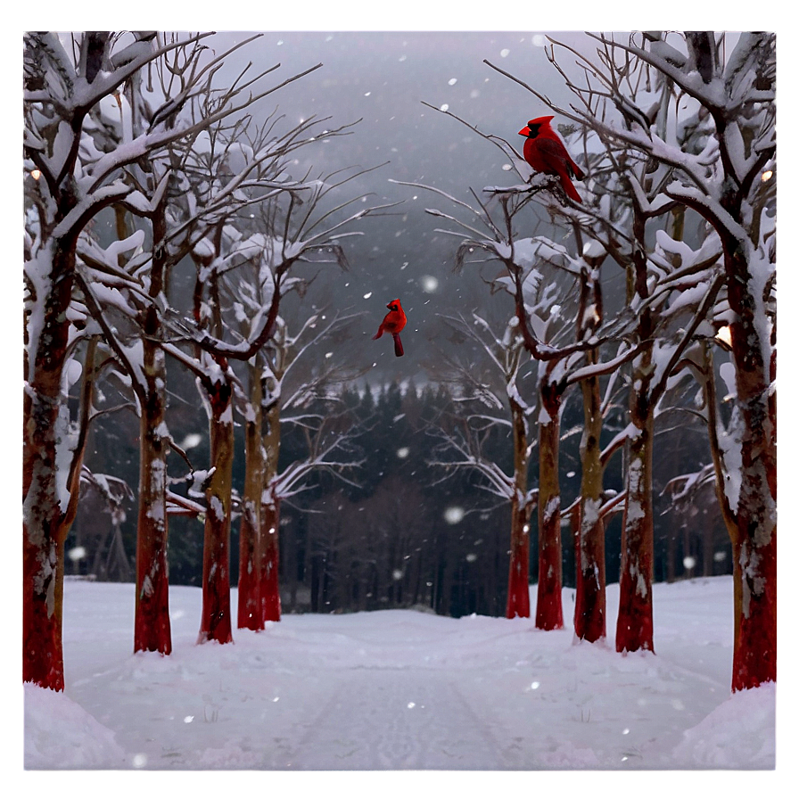 Cardinal In Winter Wonderland Png Aeq