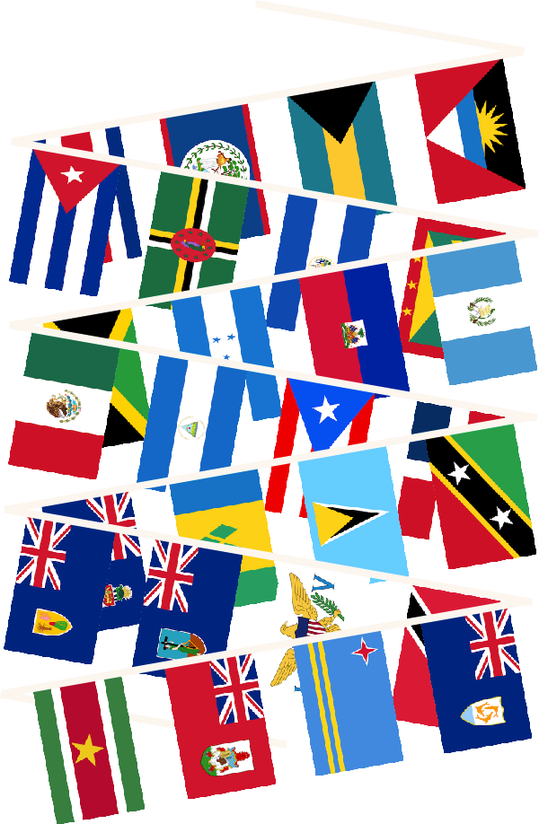 Caribbean Nations Flags Display