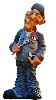 Caricatured Mechanic Figurine PNG with transparent background