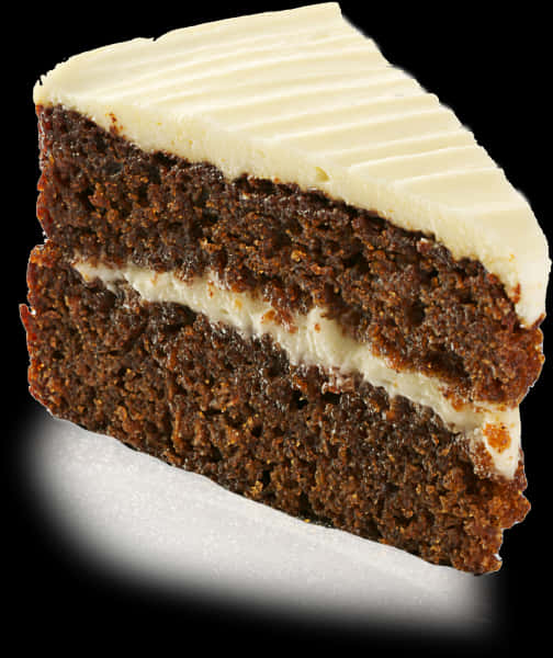 Carrot Cake Slice Cream Cheese Frosting PNG with transparent background
