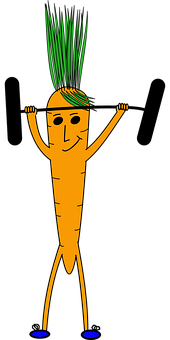 Carrot Figure Weightlifting Illustration PNG with transparent background