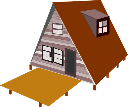 Cartoon A Frame House PNG with transparent background