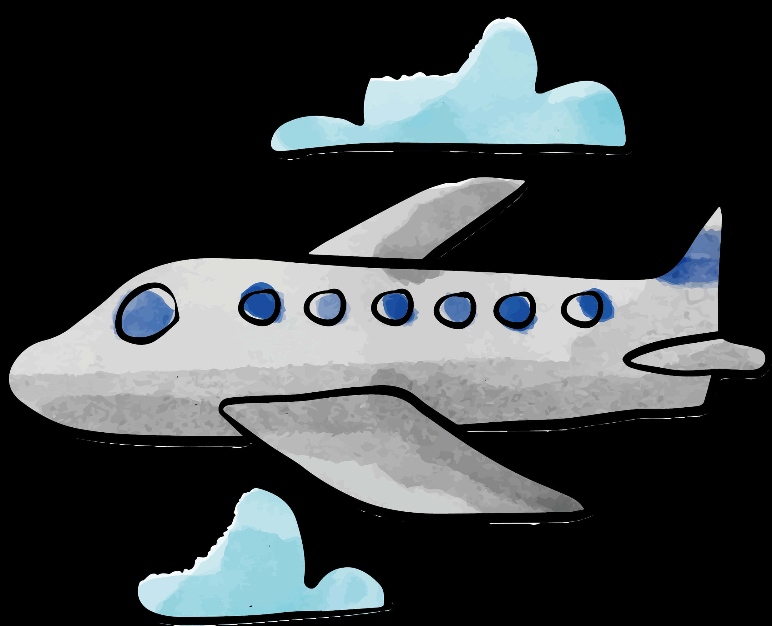 Cartoon Airplaneand Clouds