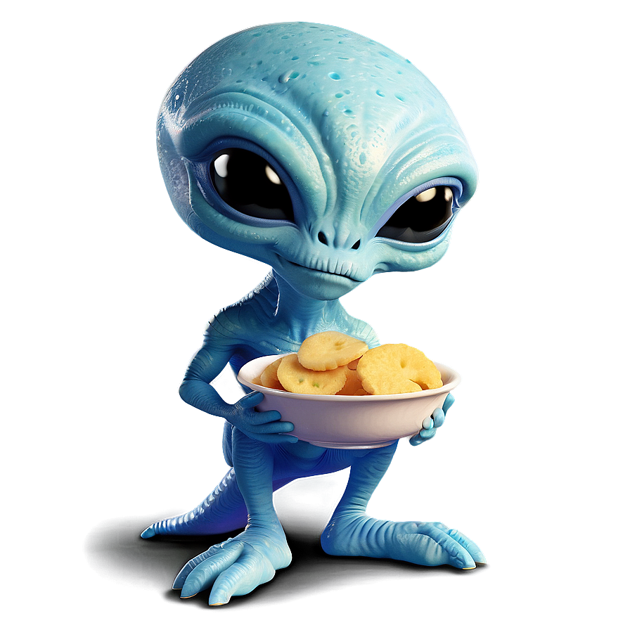 Cartoon Alien Eating Snack Png Lct