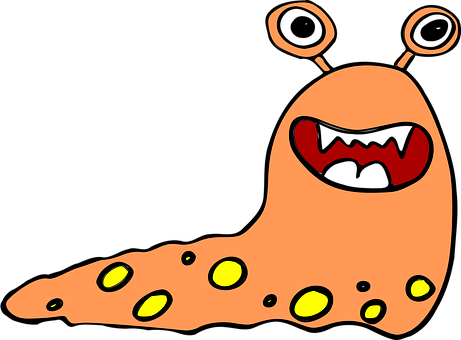 Cartoon Alien Slug Creature PNG with transparent background