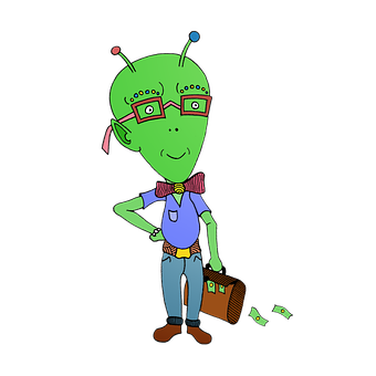 Cartoon Alien Traveler PNG with transparent background