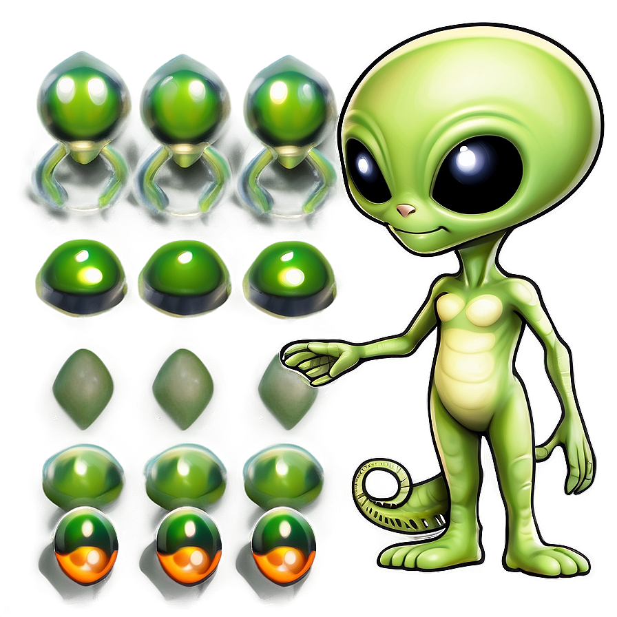 Cartoon Alien With Space Cat Png Kcl