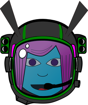 Cartoon Alienin Spacesuit Headshot PNG with transparent background