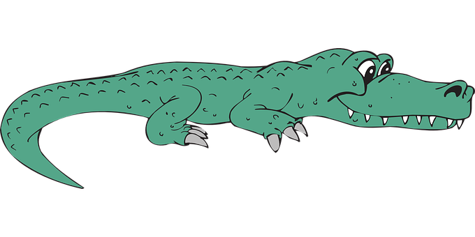 Cartoon Alligator Smiling PNG with transparent background