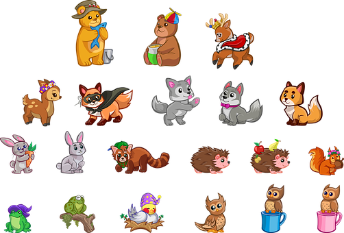 Cartoon_ Animal_ Collection PNG with transparent background