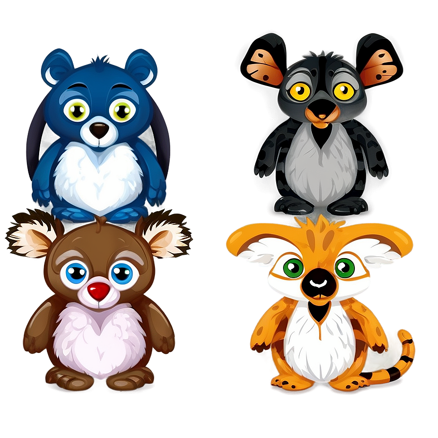 Cartoon Animal In Different Seasons Png Qfe