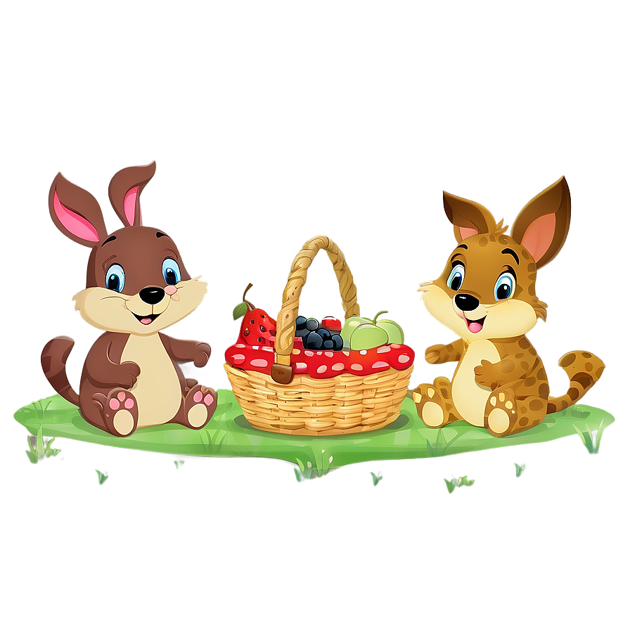 Cartoon Animal Picnic Scene Png 06252024