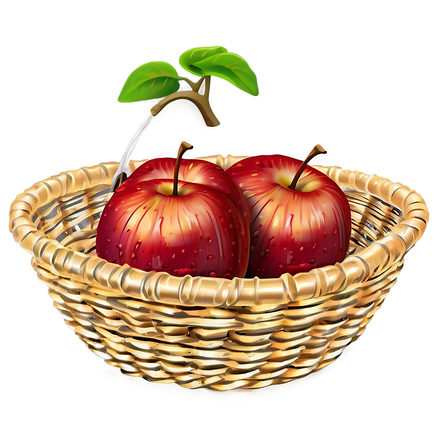 Cartoon Apple Basket Png Aqu