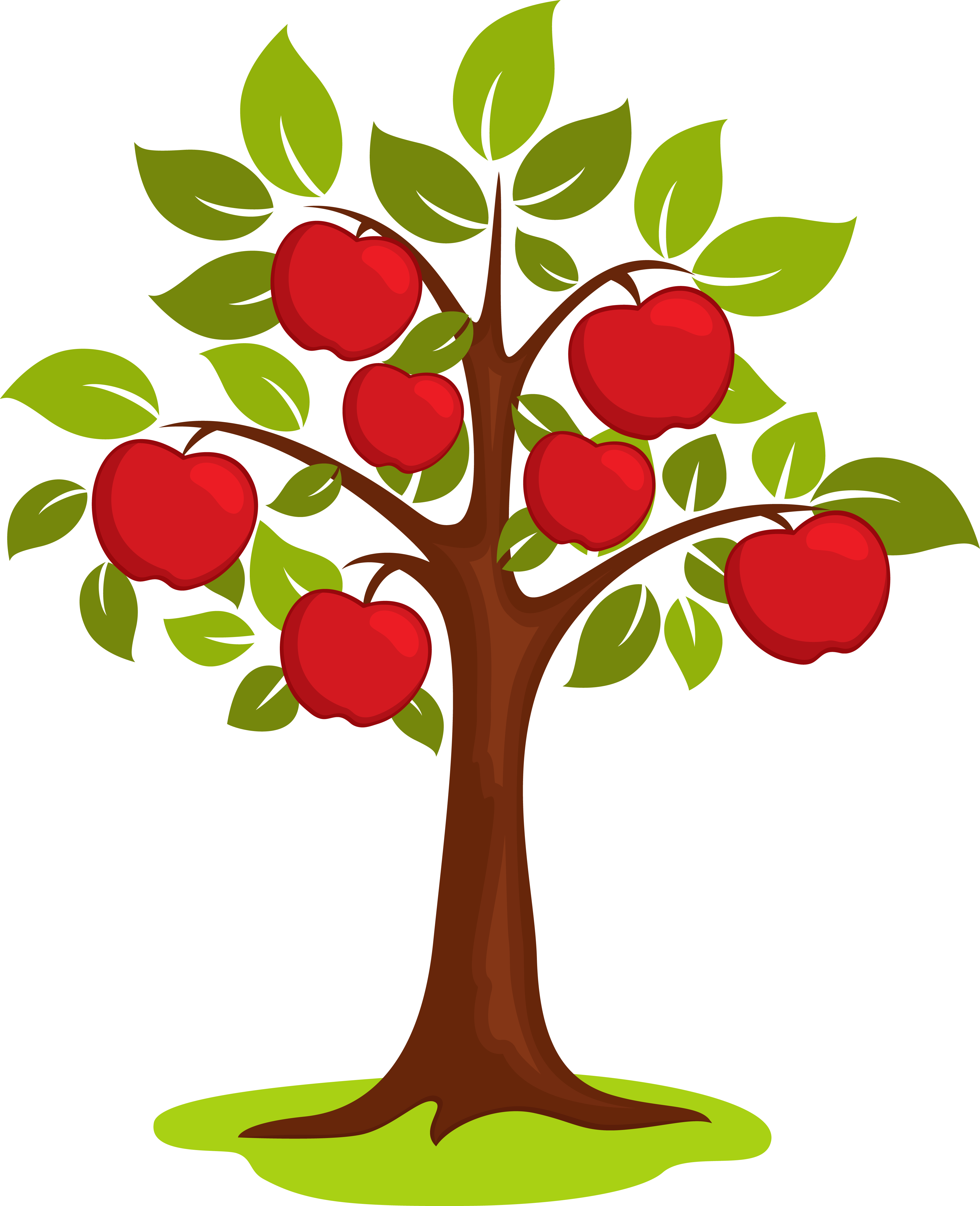 Cartoon Apple Tree Fullof Red Apples PNG with transparent background
