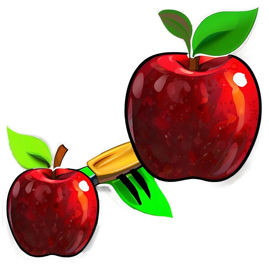 Cartoon Apple With Paintbrush Png Cda45