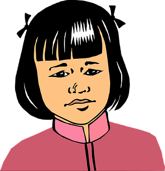 Cartoon Asian Child Portrait PNG with transparent background