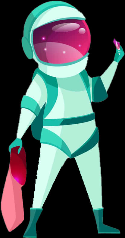 Cartoon Astronaut With Pink Visor