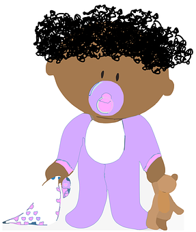 Cartoon Baby With Pacifierand Teddy Bear PNG with transparent background