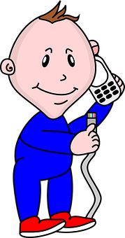 Cartoon Baby With Phone PNG with transparent background