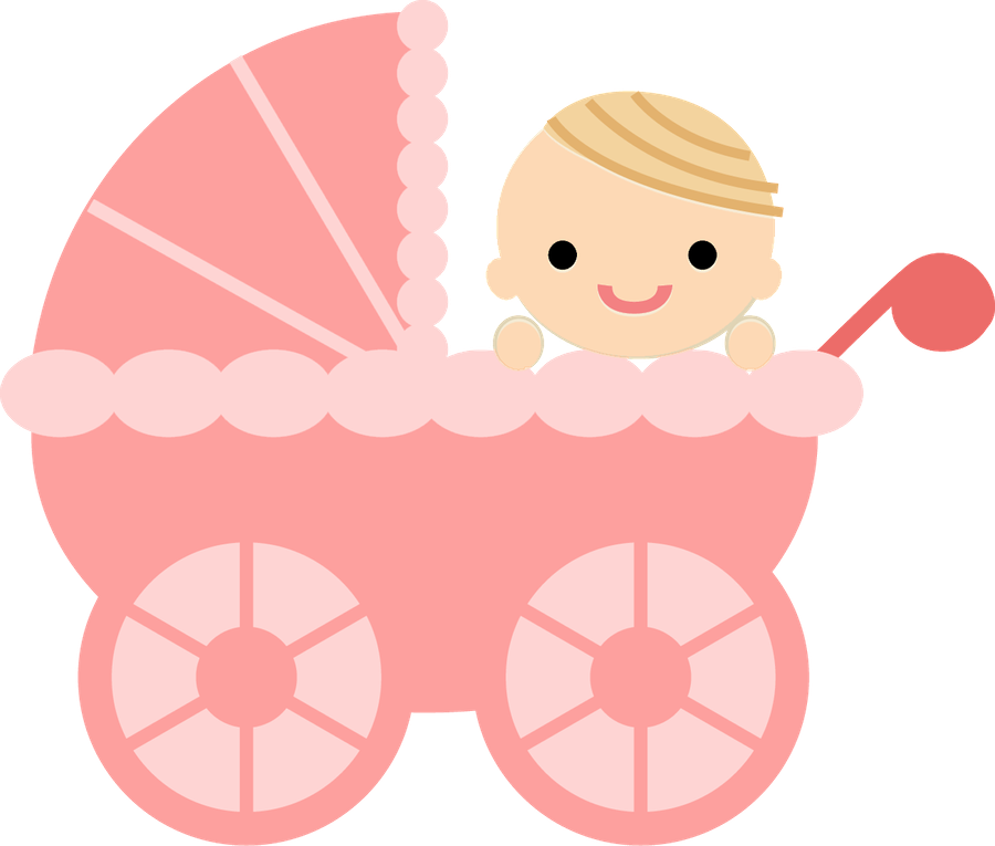 Cartoon Babyin Pink Stroller PNG with transparent background
