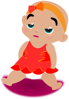 Cartoon Babyin Red Dress