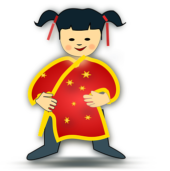 Cartoon Babyin Traditional Dress