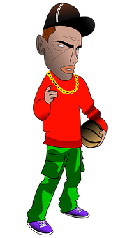 Cartoon Basketball Player Attitude PNG with transparent background