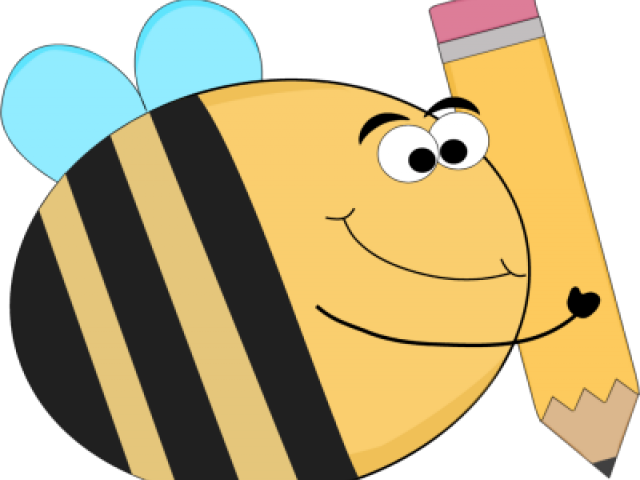 Cartoon Bee Holding Pencil