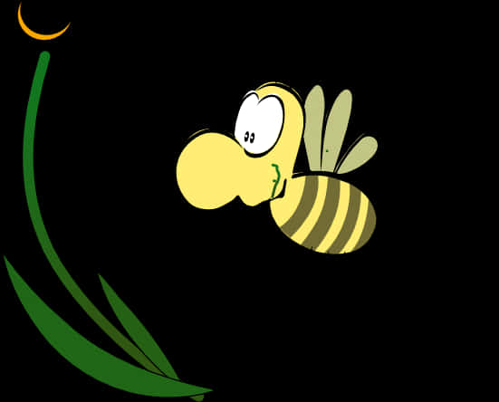 Cartoon Bee Nighttime Flight