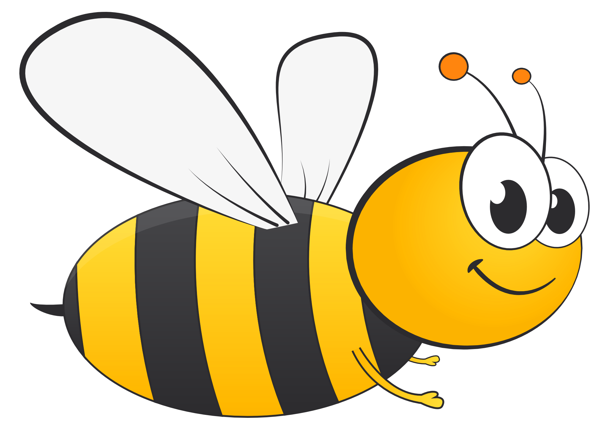 Cartoon Bee Smiling PNG with transparent background