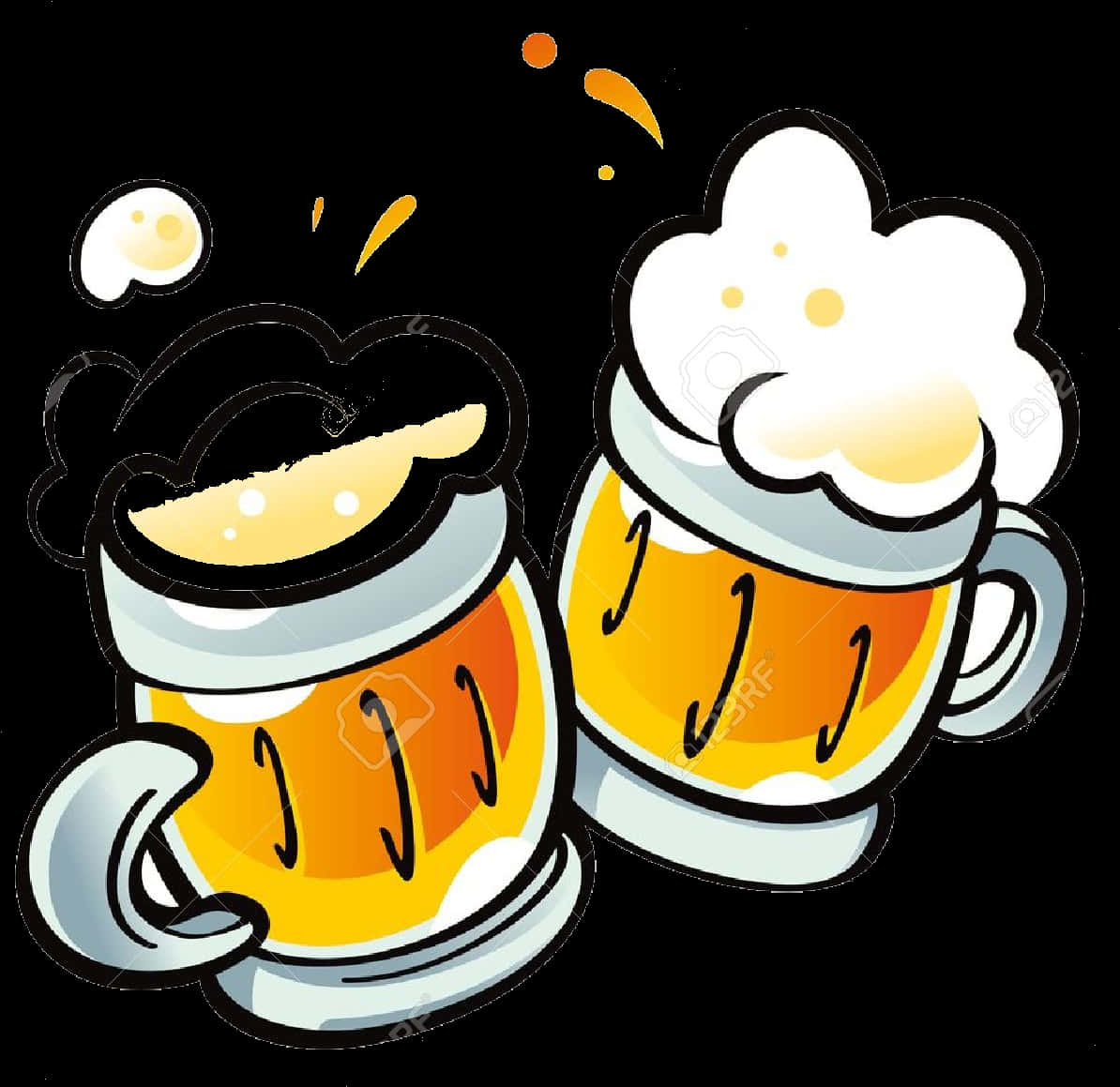 Cartoon Beer Mugs Cheers PNG with transparent background
