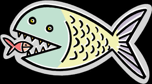 Cartoon Big Fish Eating Small Fish