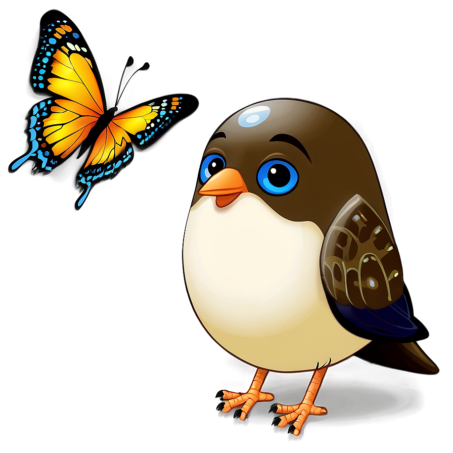 Cartoon Bird And Butterfly Png 06202024