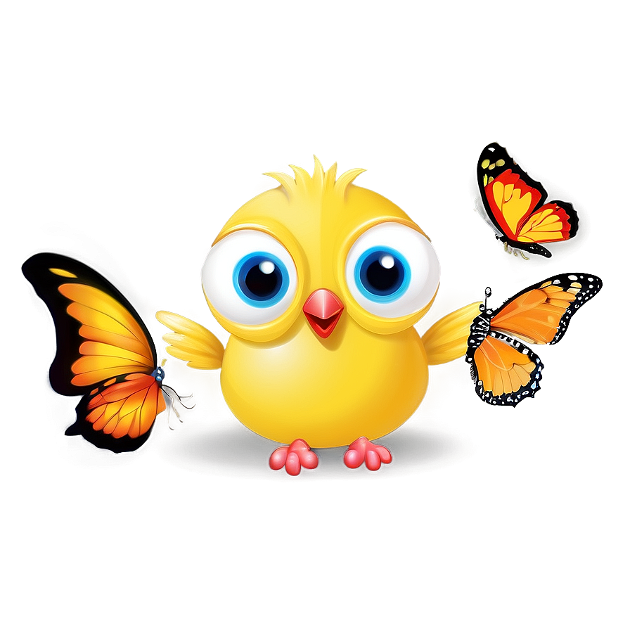 Cartoon Bird And Butterfly Png Xfa