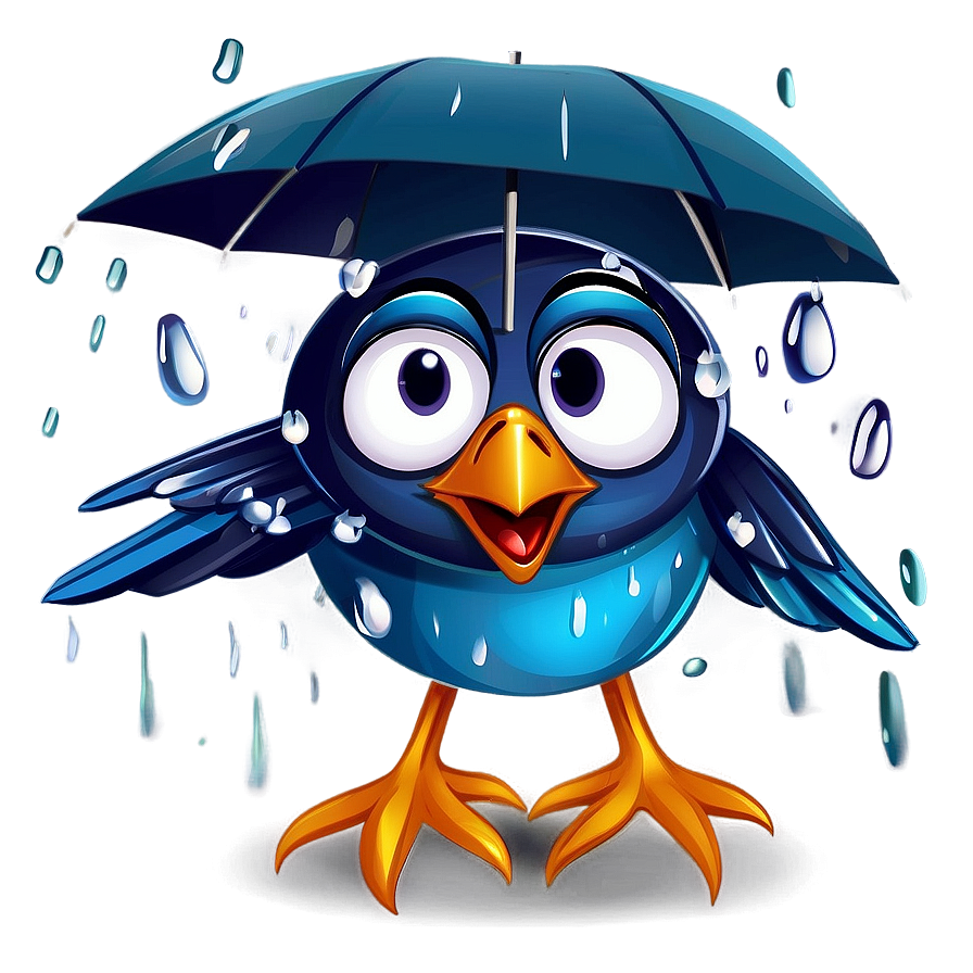 Cartoon Bird In Rain Png Dvx34