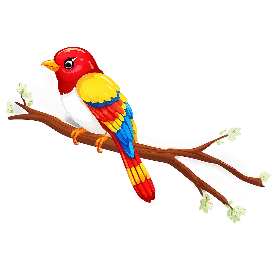 Cartoon Bird on Branch PNG 06202024 PNG image with a transparent background, free high-resolution download