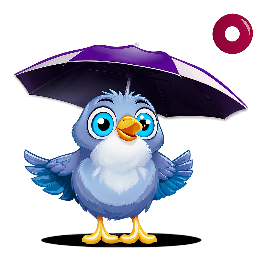 Cartoon Bird Under Umbrella Png Vdq