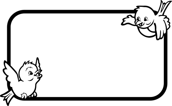 Cartoon Birds Frame PNG with transparent background
