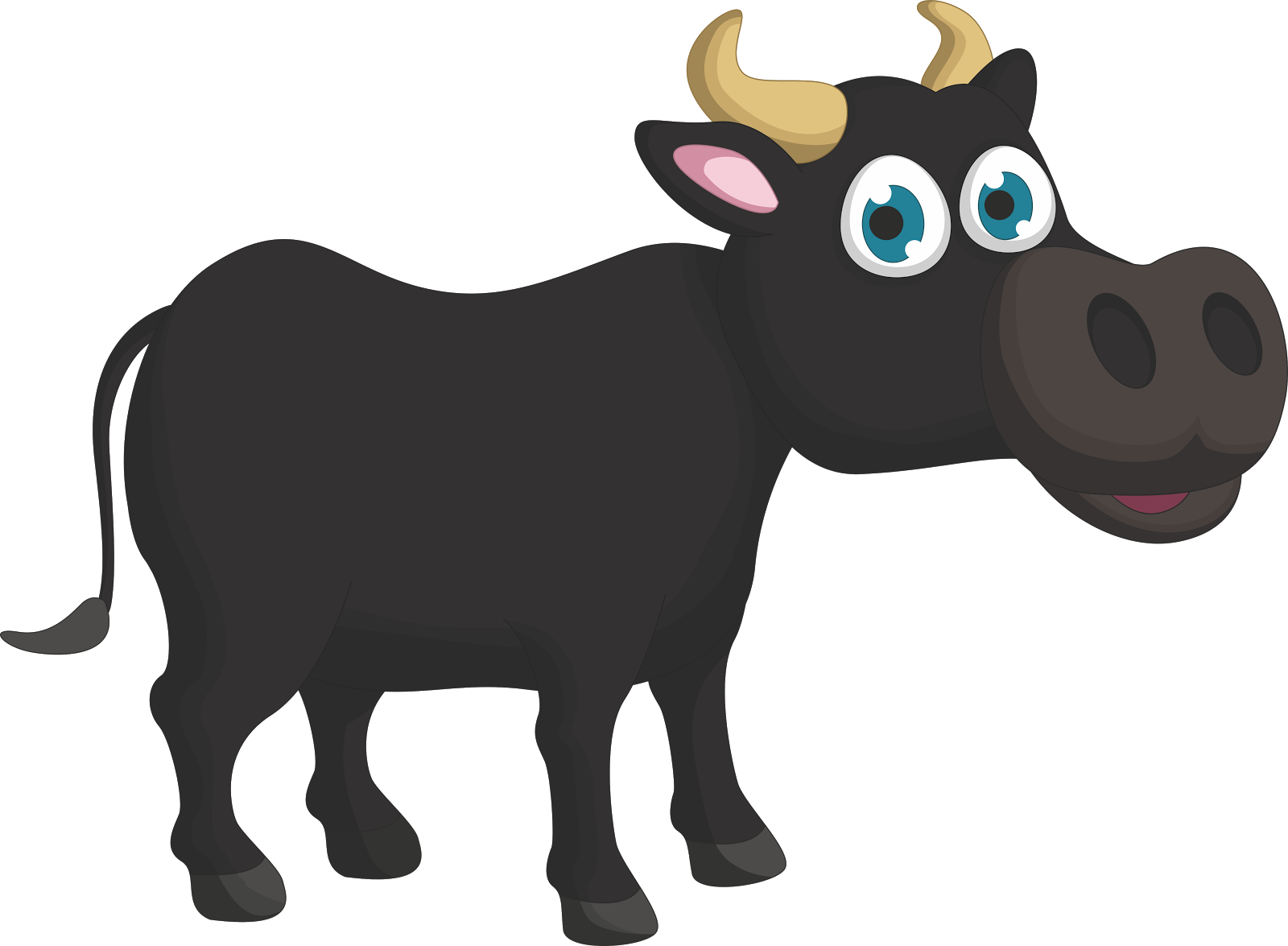 Cartoon Black Bull Illustration