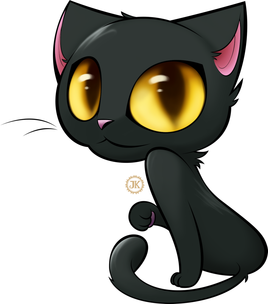 Cartoon Black Cat Big Eyes