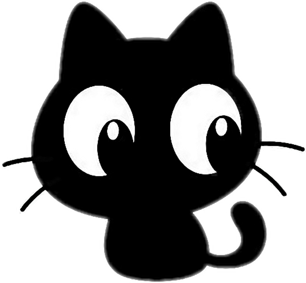 Cartoon Black Cat Big Eyes.png