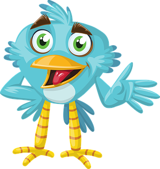 Cartoon Blue Bird Pointing