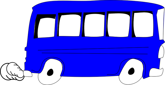 Cartoon Blue Bus Graphic